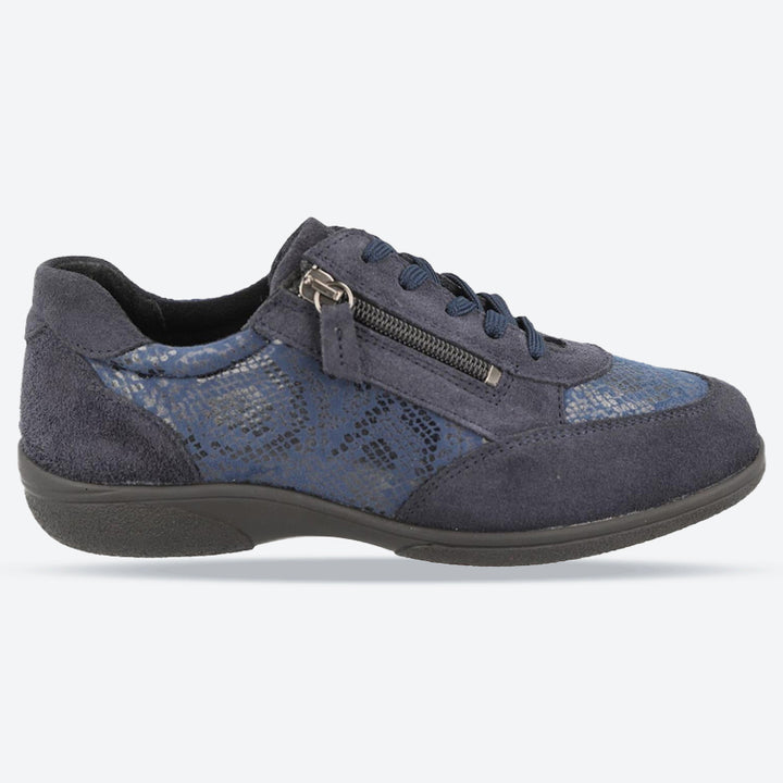 Women's Wide Fit DB Waxwing Trainers in Black Suede / Stretch - Image 1