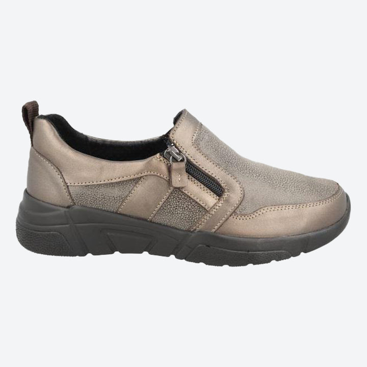 Women's Wide Fit DB Worth Shoes in Black Lea / Stretch Textile - Image 1
