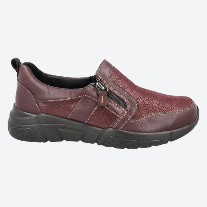 Women's Wide Fit DB Worth Shoes in Black Lea / Stretch Textile - Image 1