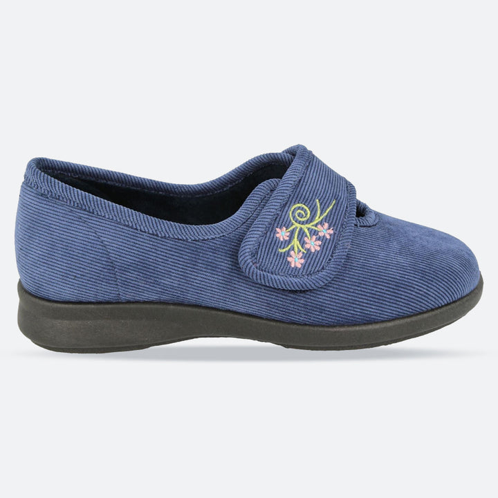 Womens Wide Fit DB Dallas Slippers in Denim Blue - Image 1