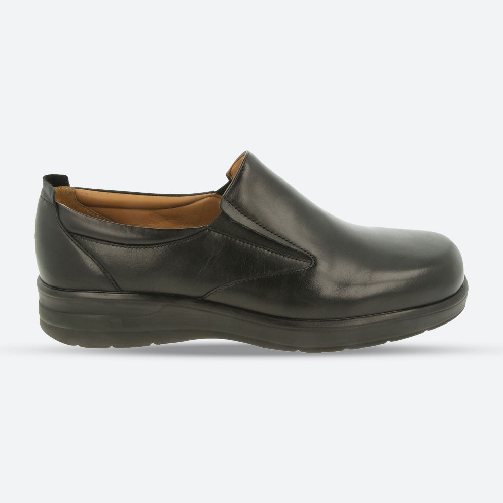 Mens Wide Fit DB Dalton Slip On Luxury Shoes in Black Leather - Image 1