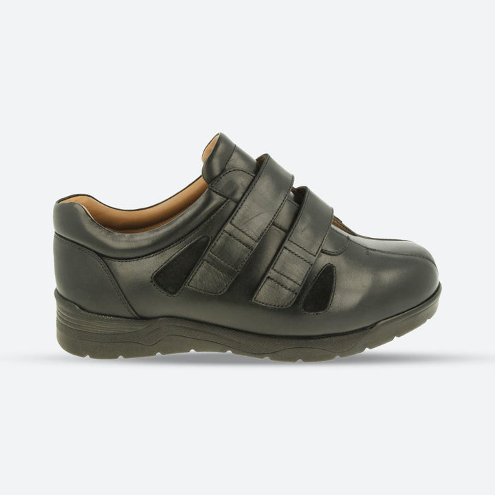 Mens Wide Fit DB Darren Shoes in Black Leather - Image 1