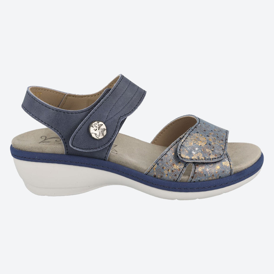 Womens Wide Fit DB Rosefinch Sandals in Blue Leather - Image 7