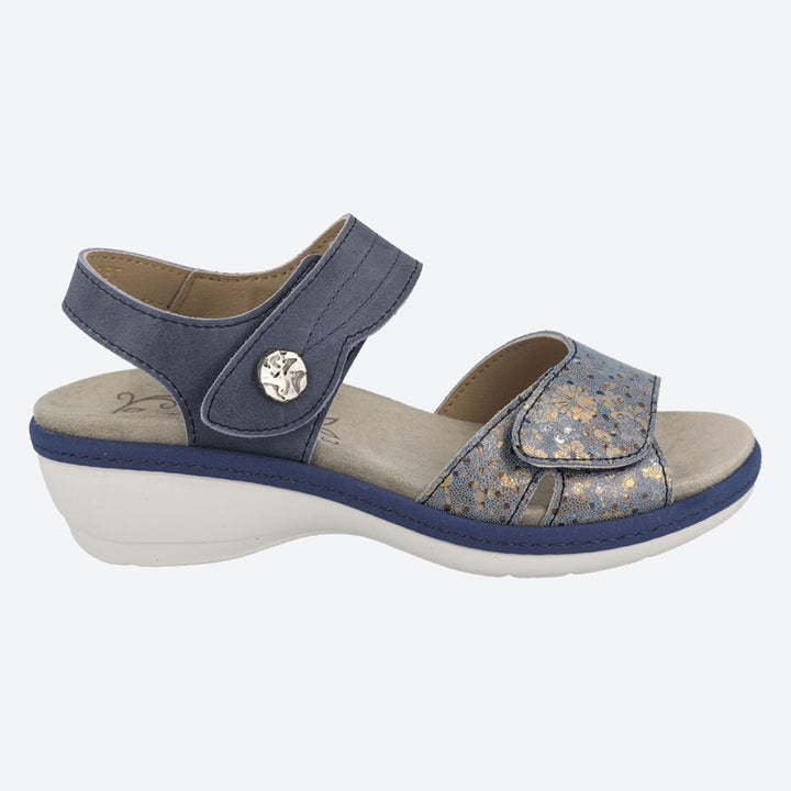 Womens Wide Fit DB Rosefinch Sandals in Blue Leather - Image 1