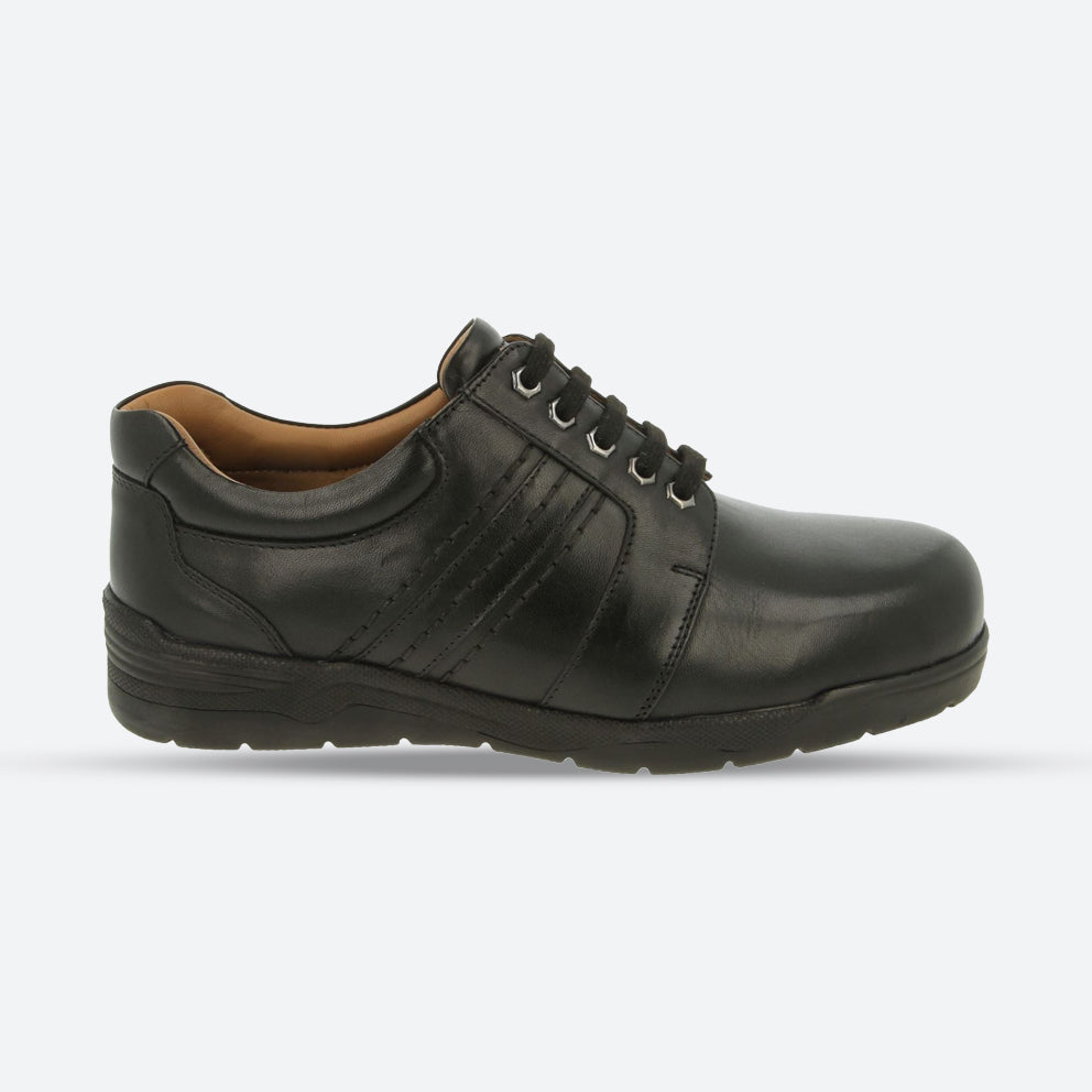 Mens Wide Fit DB Derek Shoes in Black Leather - Image 1
