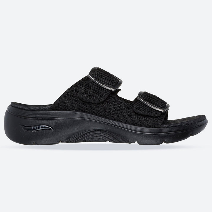 Women's Wide Fit Skechers Go Walk Arch Fit 2.0 Destined Sandals in Black - Image 1