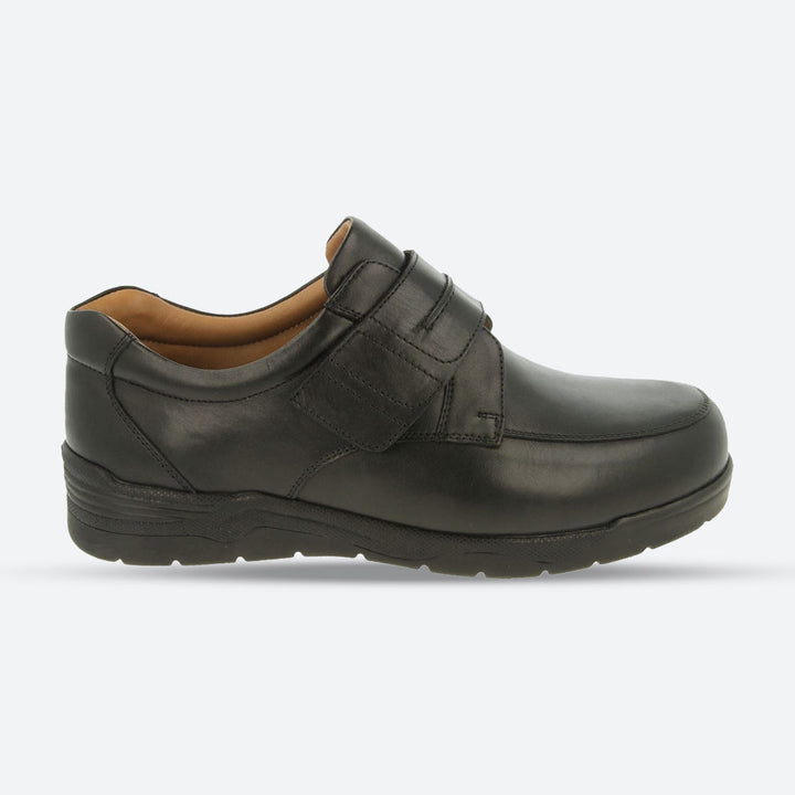 Mens Wide Fit DB Donald Shoes in Black Leather - Image 1