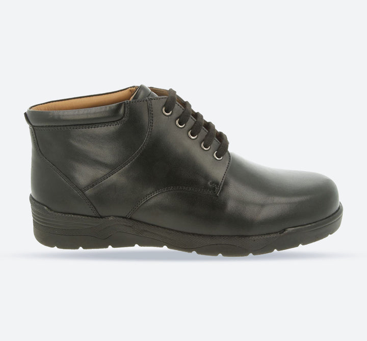 Mens Wide Fit Douglas Walking Ankle Boots in Black Leather - Image 1