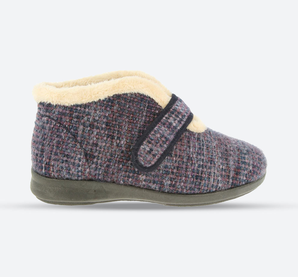 Womens Wide Fit DB Duck Boots in Navy / Purple - Image 1