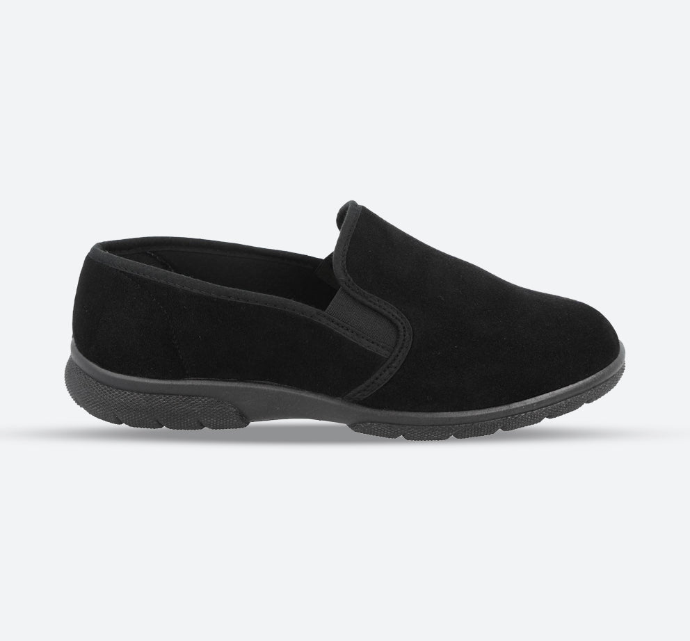 Men's Wide Fit DB Enzo Shoes in Black stretch - Image 1