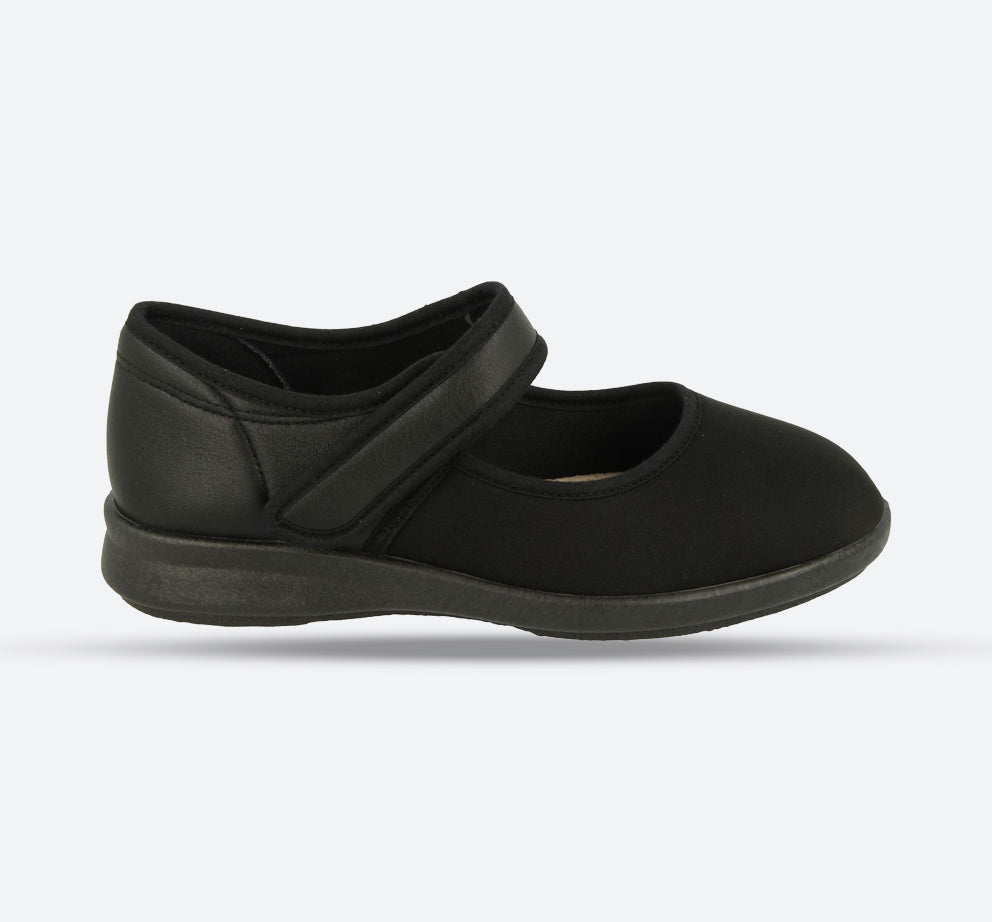 Womens Wide Fit DB Eve Shoes in Black / Stretch - Image 1