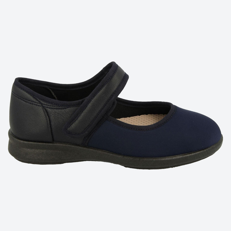Womens Wide Fit DB Eve Shoes in Black / Stretch - Image 6