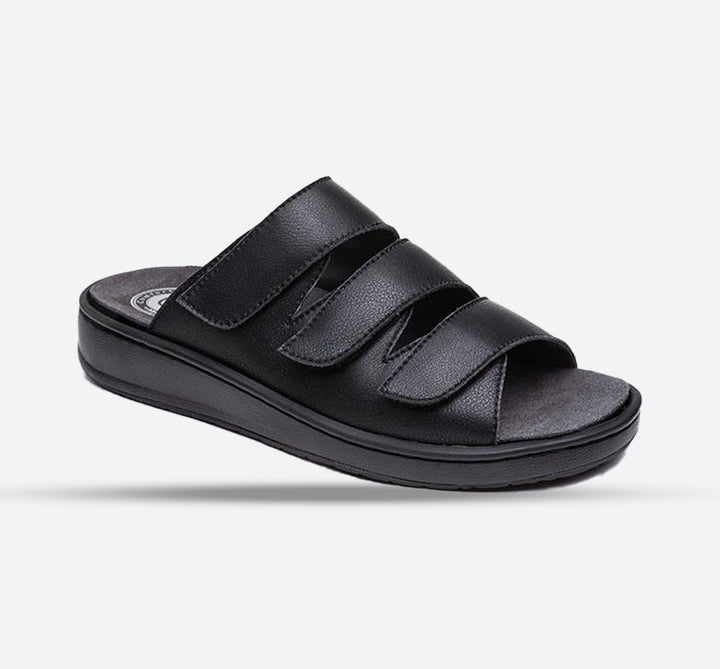 Mens Wide Fit Grunwald F964 Mule Sandals in Black - Image 1