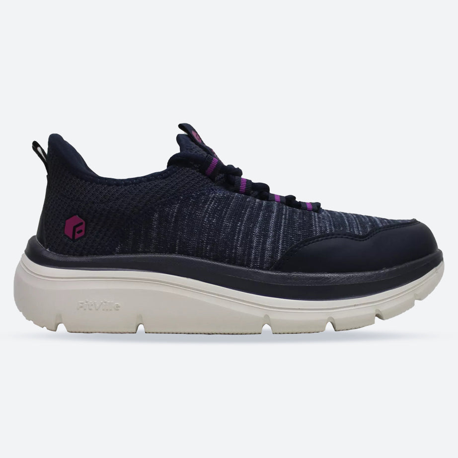 Womens Wide Fit FitVille Cloud Wanderer V7 Walking Trainers in Navy Blue - Image 1