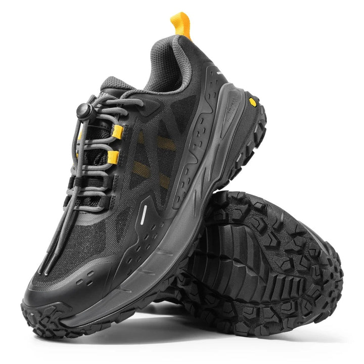 Men's Wide Fit Fitville Creekcross V1 Waterproof Hiking Trainers in Black/Grey - Image 1