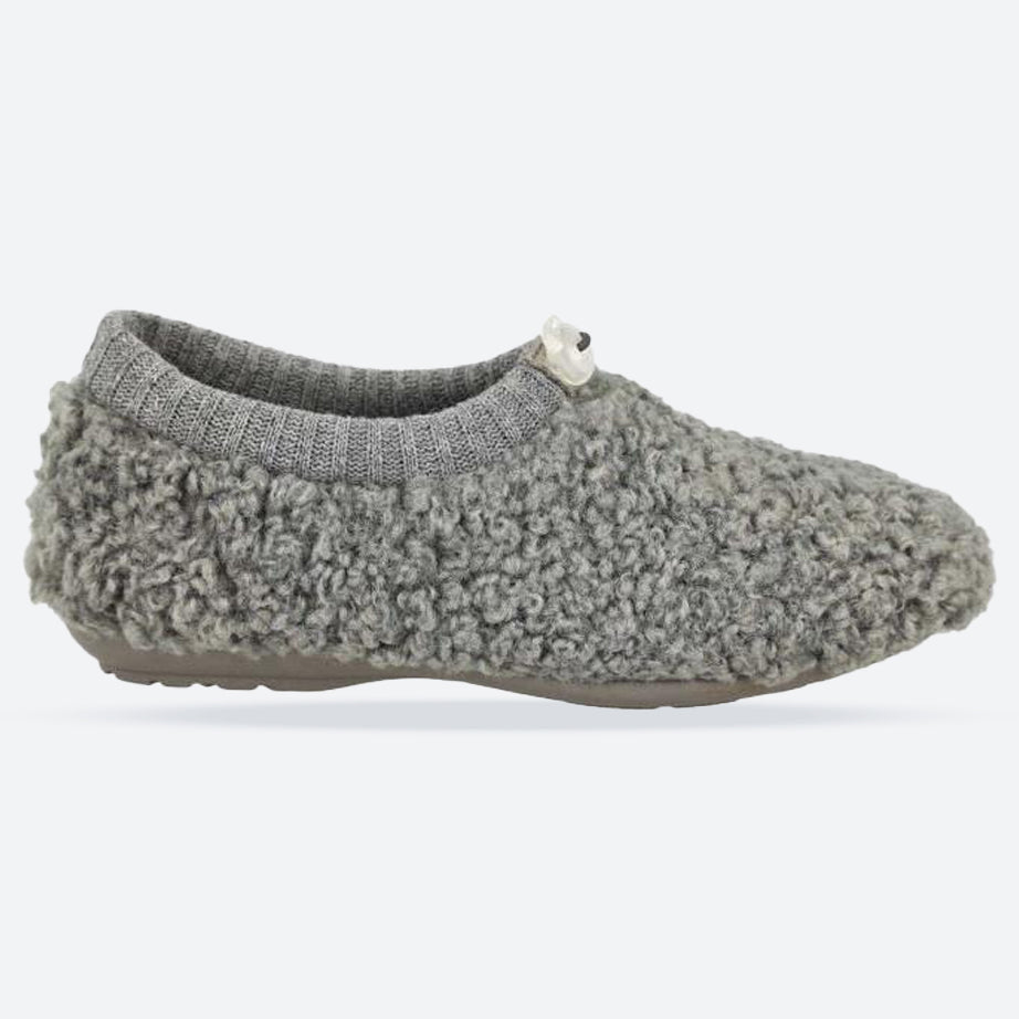 Women's Wide Fit DB Florentine Slippers in Grey Textile - Image 1