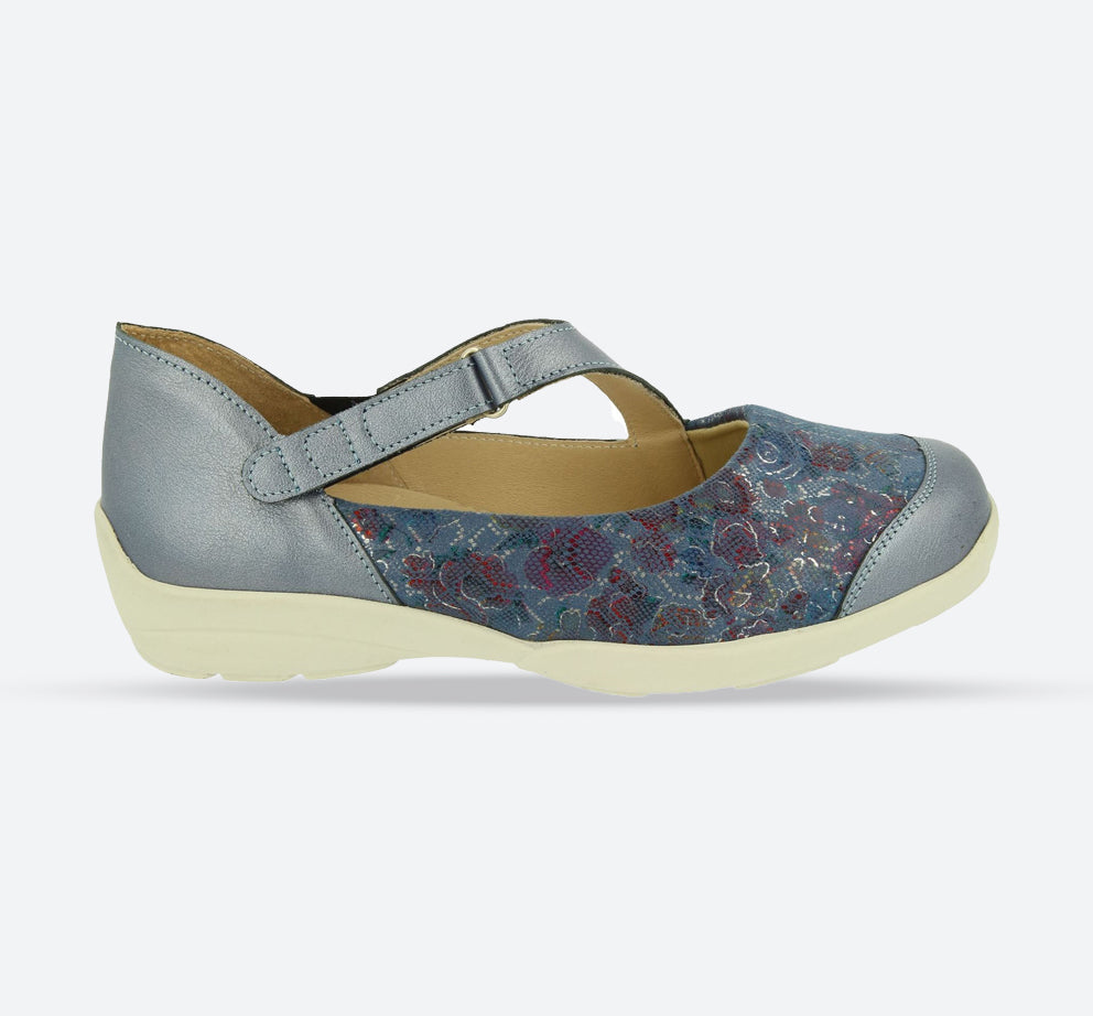 Women's Wide Fit DB Gannet Sandals in Blue Leather / Stretch - Image 1