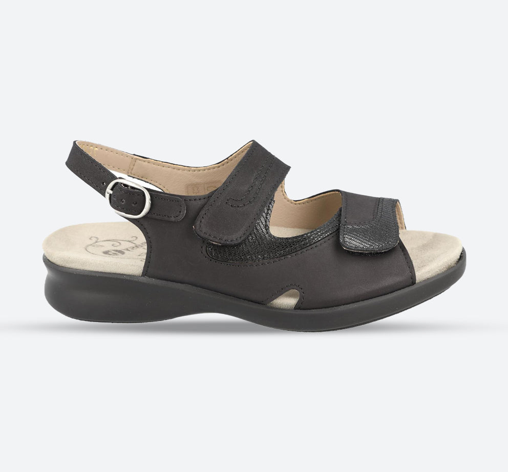 Womens Wide Fit DB Georgina Sandals in Black - Image 1