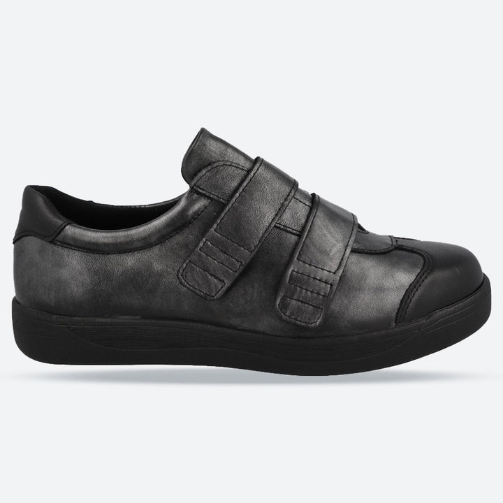 Women's Wide Fit DB Grasshopper Shoes in Black Leather - Image 1