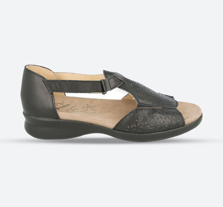 Womens Wide Fit DB Halford Sandals in Black - Image 1