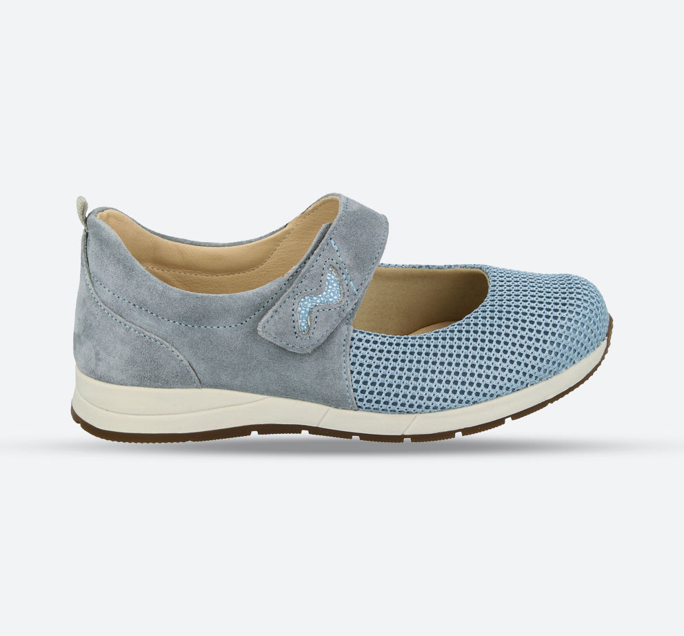 Womens Wide Fit DB Hawaii Canvas Shoes in Sky Blue Suede / Mesh - Image 1