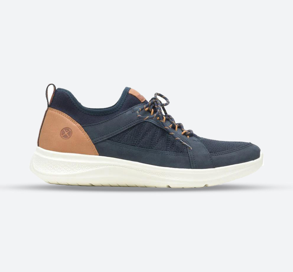 Men's Wide Fit Hush Puppies Elevate Trainers in Navy - Image 1
