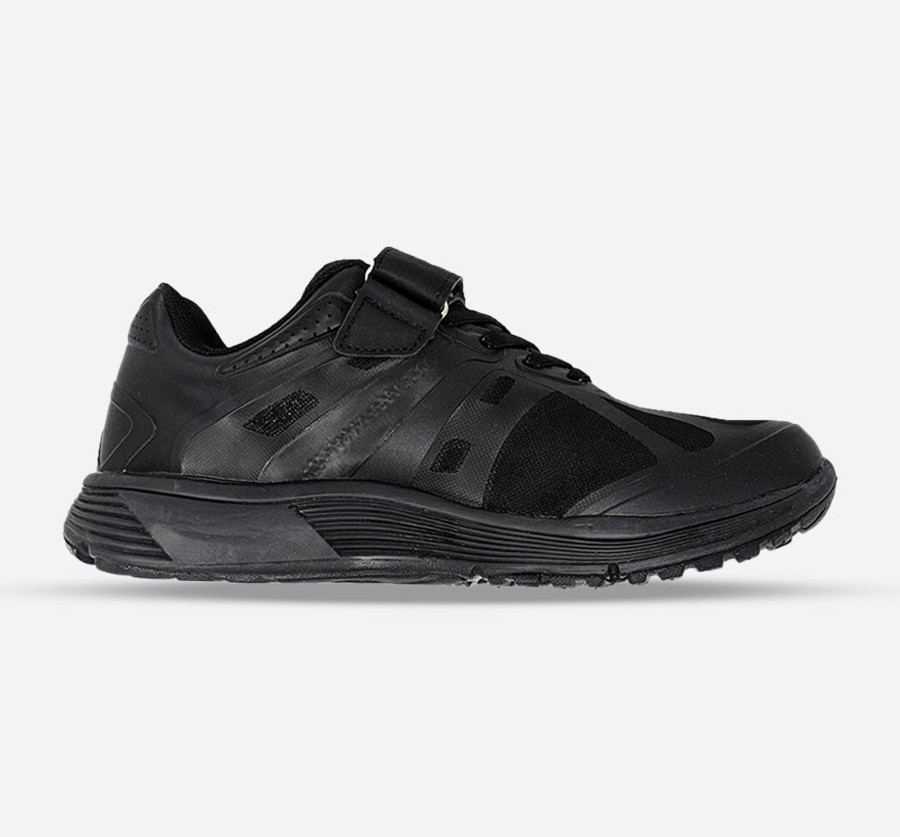 Mens Wide Fit I-Runner Elite Walking Slip On Velcro Trainers in Black - Image 1