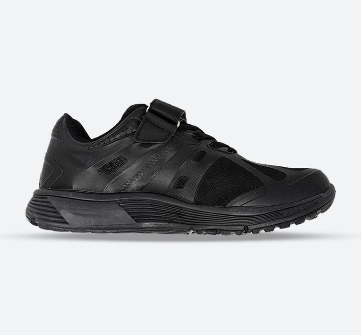 Mens Wide Fit I-Runner Elite Walking Slip On Velcro Trainers in Black - Image 1