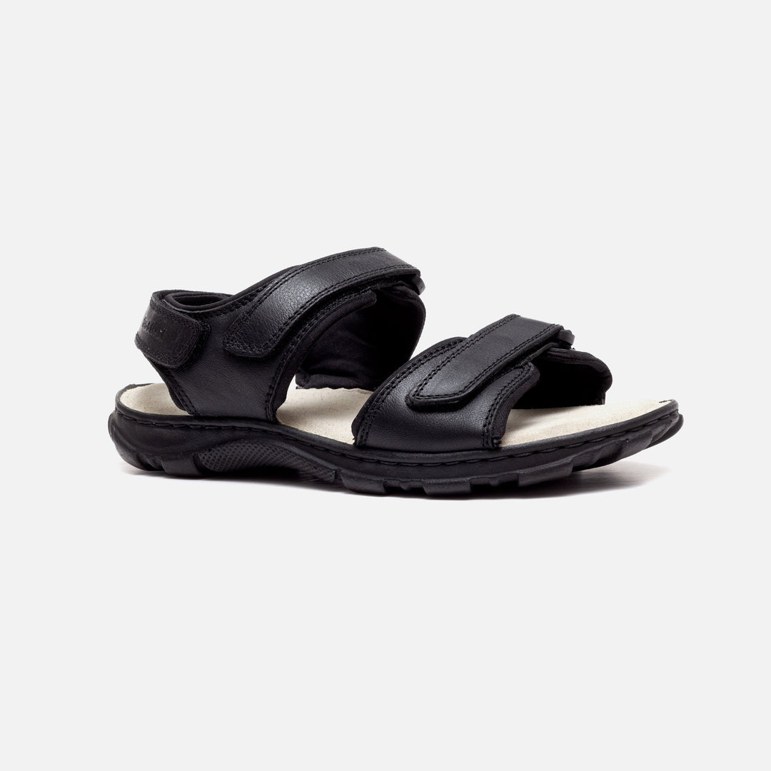 Mens Wide Fit James Leather Sandals by Tredd Well - Black in Black - Image 5