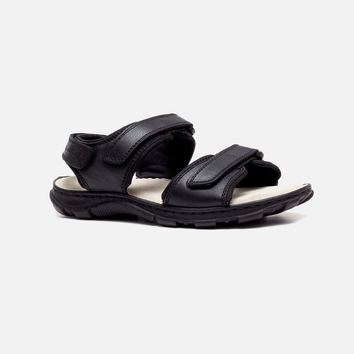 Mens Wide Fit James Leather Sandals by Tredd Well - Black in Black - Image 1
