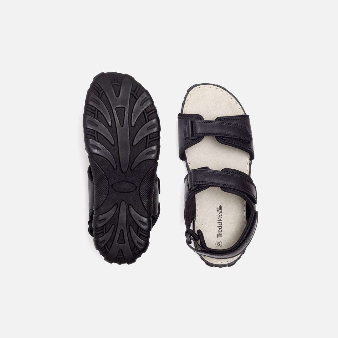 Mens Wide Fit James Leather Sandals by Tredd Well - Black in Black - Image 7