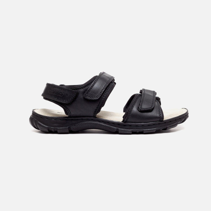 Mens Wide Fit James Leather Sandals by Tredd Well - Black in Black - Image 1