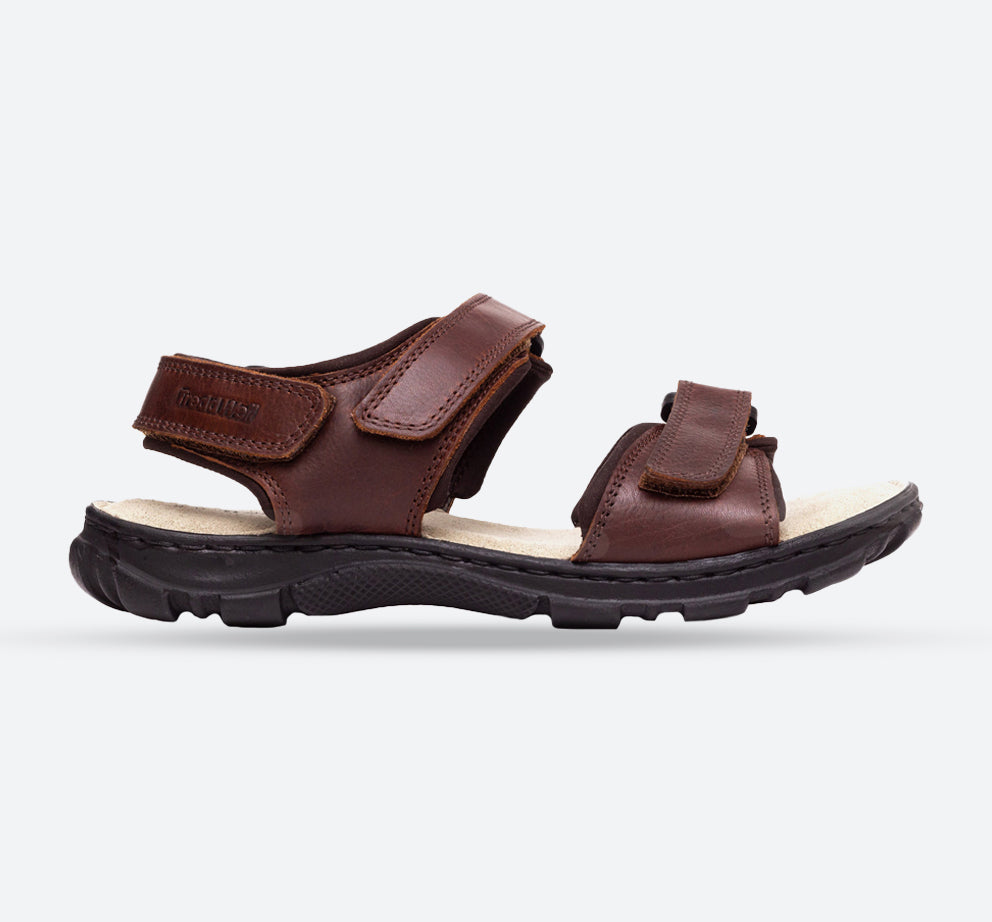 Mens Wide Fit James Leather Sandals by Tredd Well - Brown in Brown - Image 1