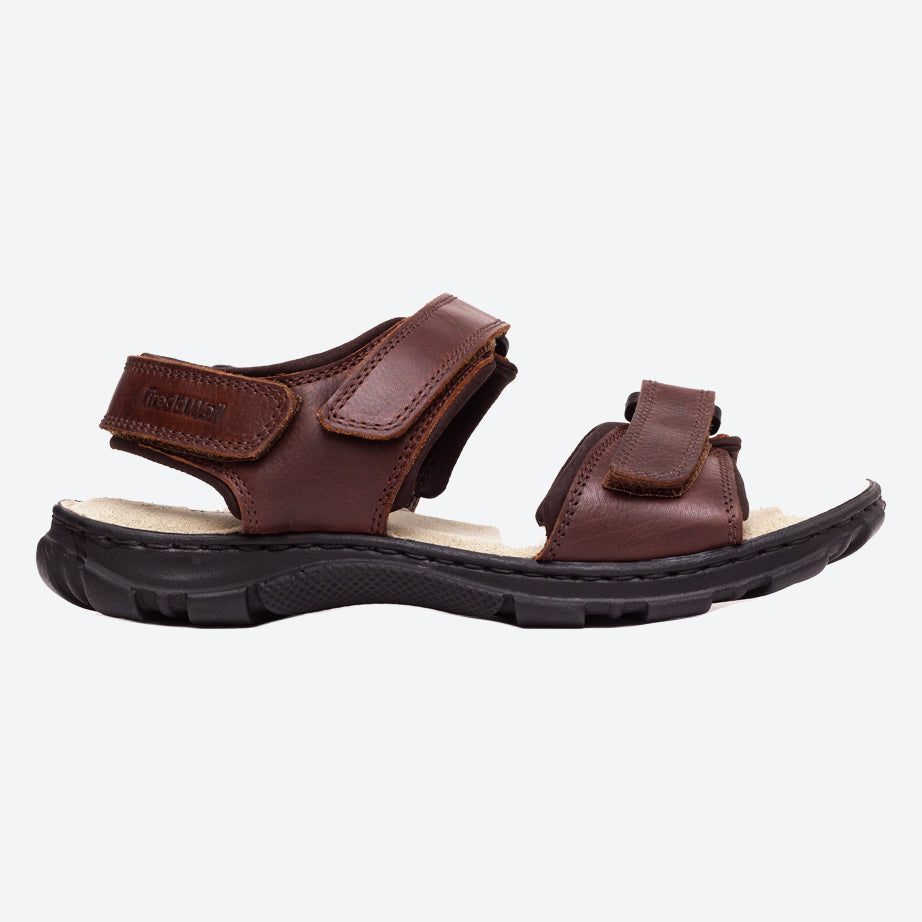 Mens Wide Fit James Leather Sandals by Tredd Well in Black - Image 7