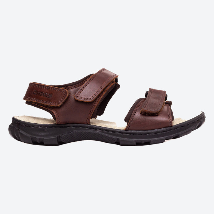 Mens Wide Fit James Leather Sandals by Tredd Well in Black - Image 1
