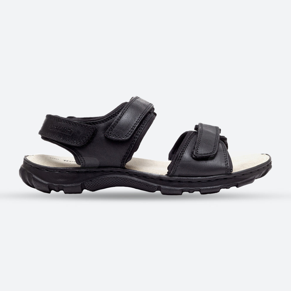 Mens Wide Fit James Leather Sandals by Tredd Well - Black in Black - Image 1