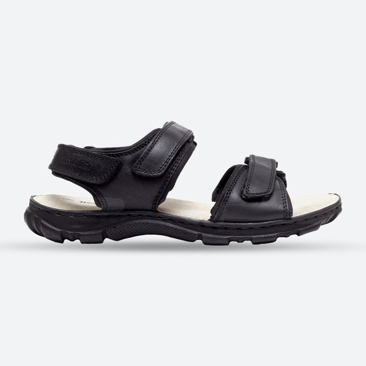 Mens Wide Fit James Leather Sandals by Tredd Well - Black in Black - Image 1