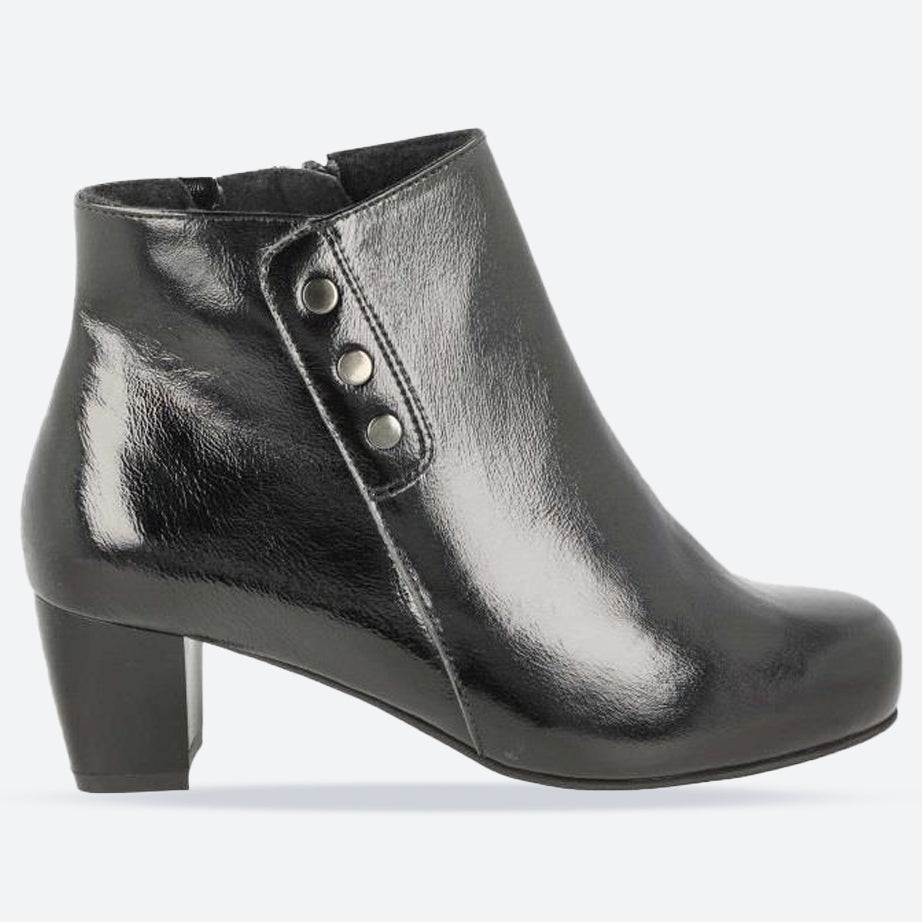 Women's Wide Fit DB Jeannie Heeled Boots in Black Nappa Leather - Image 6