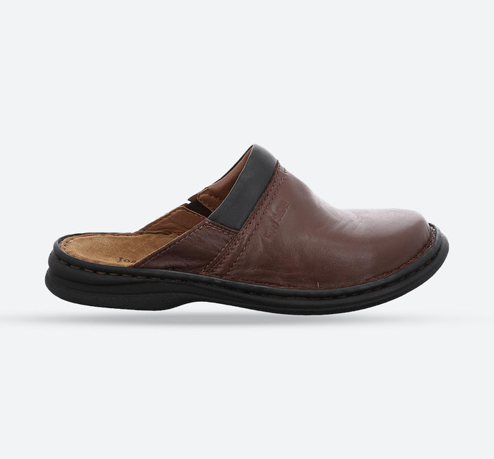 Mens Wide Fit Josef Seibel Max Ranch Mules in Brandy - Image 1