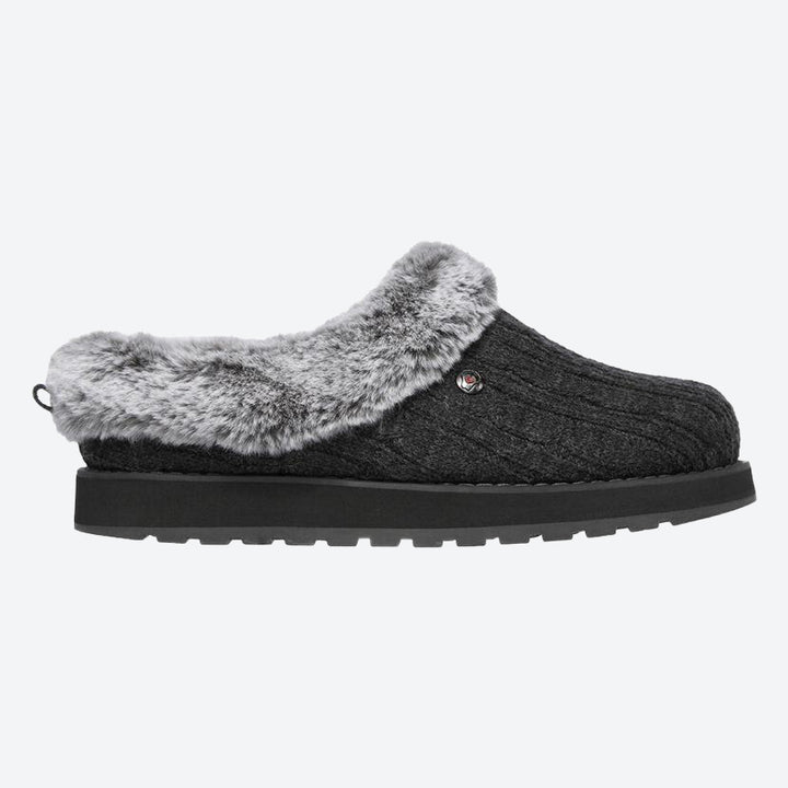 Womens Wide Fit Skechers Keepsakes Ice Angel Mule Slippers - Exclusive in Black - Image 1
