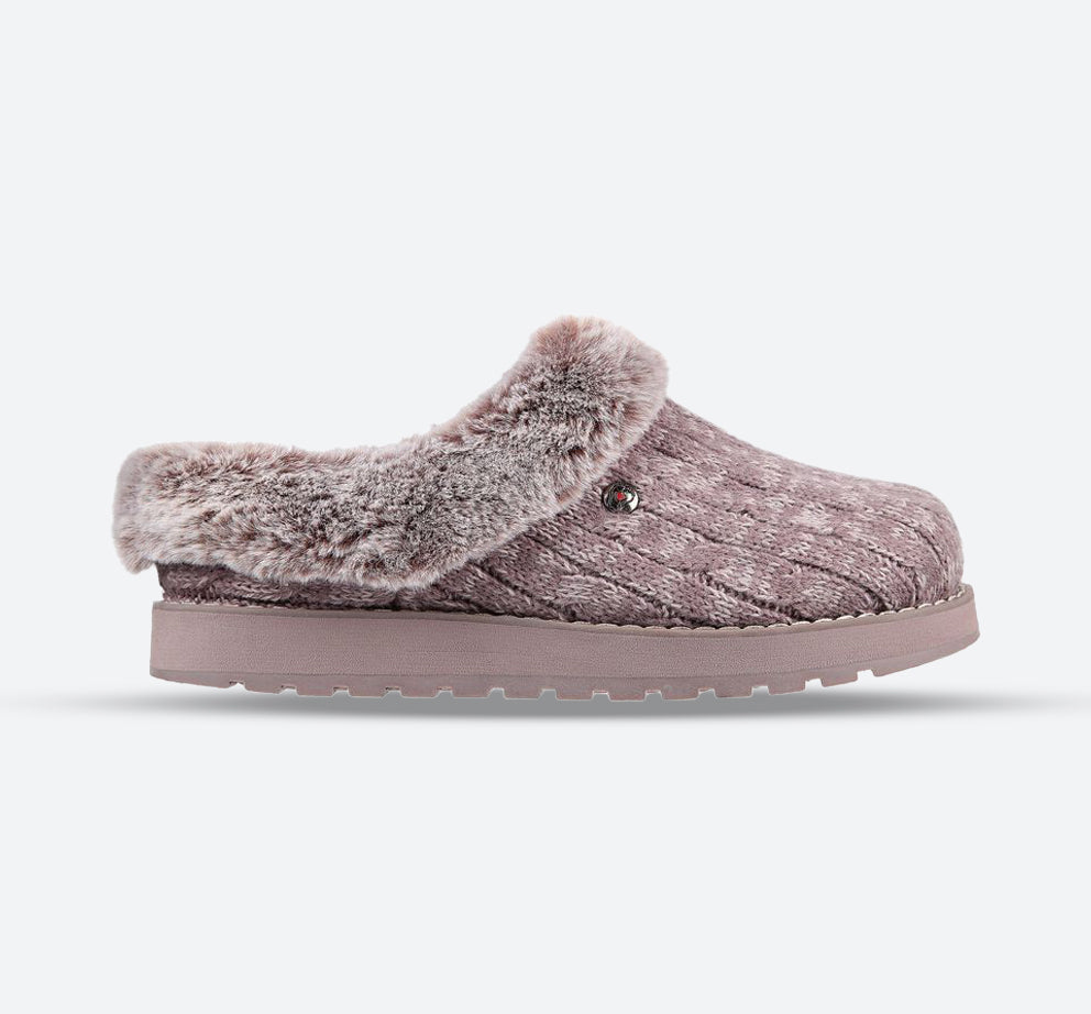Womens Wide Fit Skechers Keepsakes Ice Angel Mule Slippers - Mauve in Mauve - Image 1