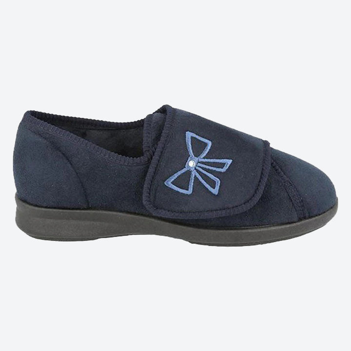Womens Extra Wide Fit DB Keeston Cosy Slippers in Black - Image 1