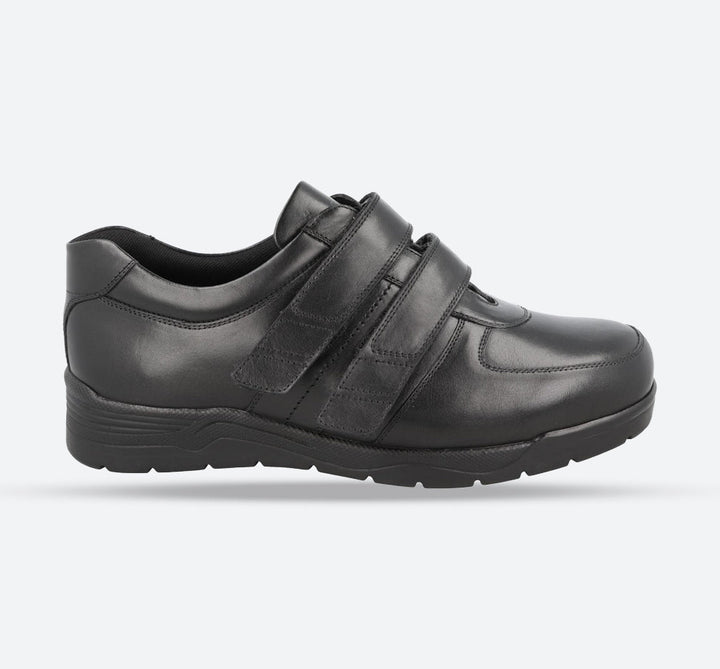 Men's Wide Fit DB Kevin Shoes in Black Leather - Image 1