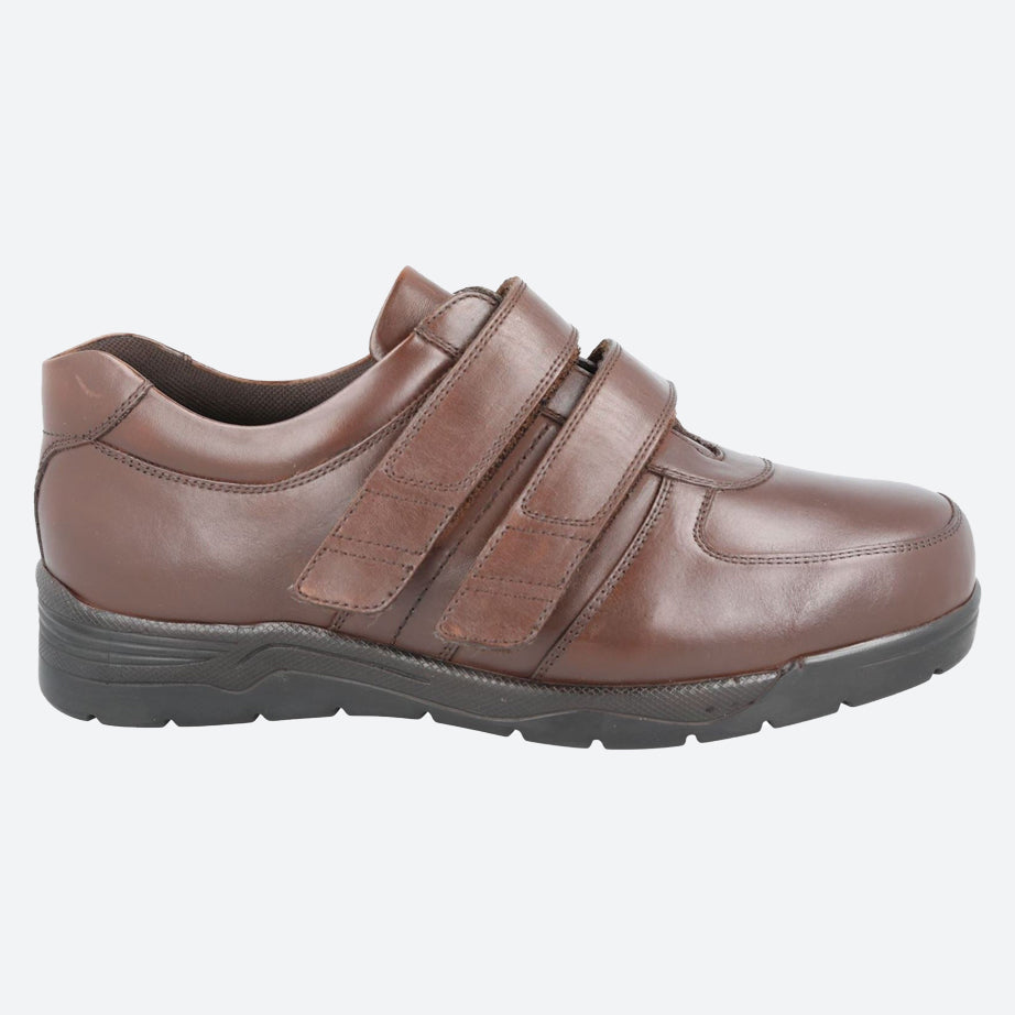 Men's Wide Fit DB Kevin Shoes in Black Leather - Image 6