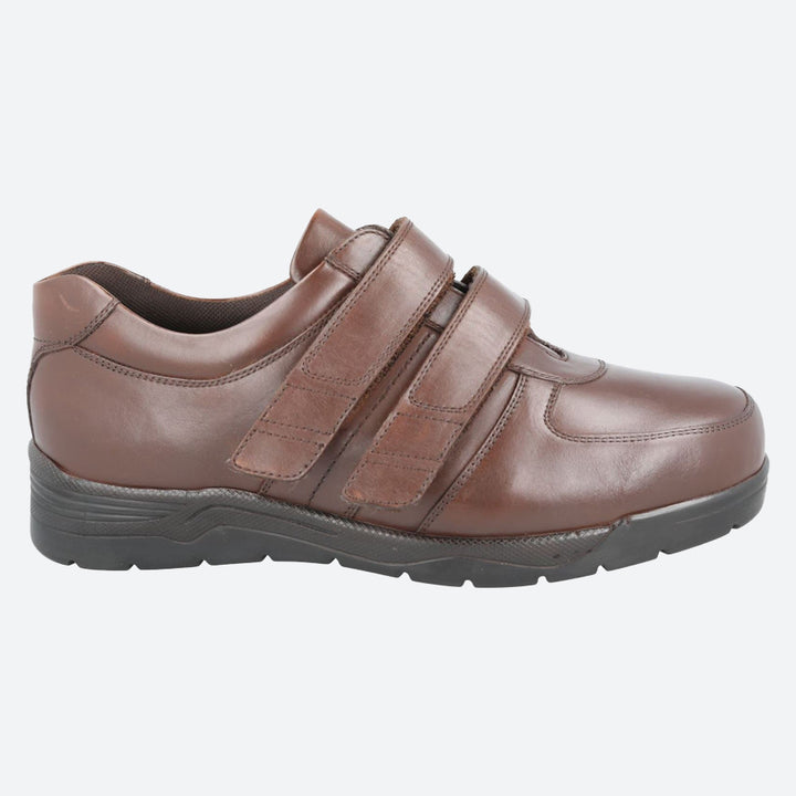 Men's Wide Fit DB Kevin Shoes in Black Leather - Image 1