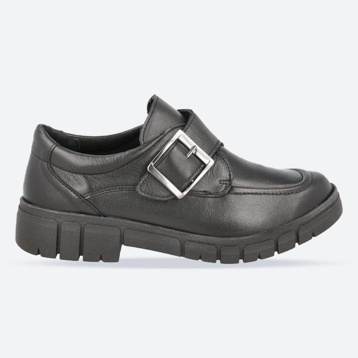 Women's Wide Fit DB Kirby Shoes in Black Leather - Image 1