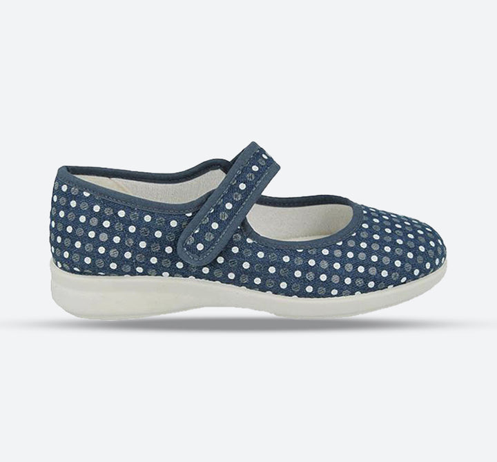 Womens Wide Fit DB Latisha Canvas in Denim Blue & White - Image 1