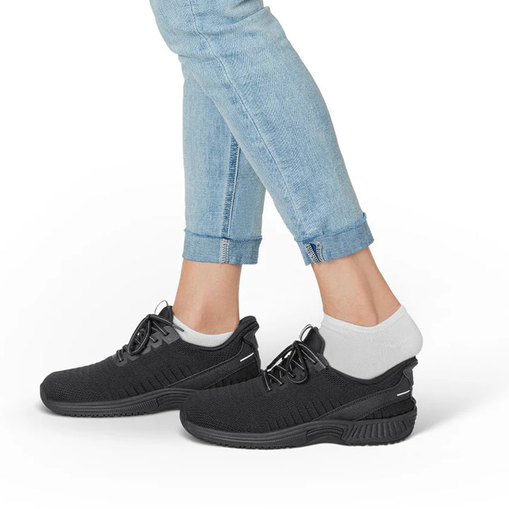 Women's Wide Fit Orthofeet 80016 Kita Hands-Free Trainers in Black - Image 1