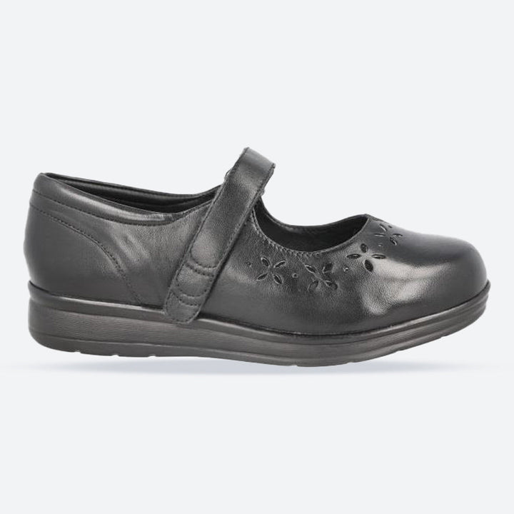 Women's Wide Fit DB Liskeard Shoes in Black Leather - Image 1