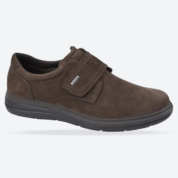Men's Wide Fit Roamers M337 Touch Fastening Shoes - Brown Leather in Brown Leather - Image 1
